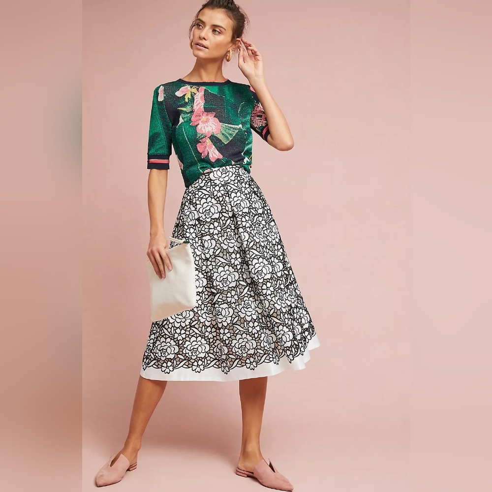 Anthropologie Eliza J. Embla Lace Overlay Skirt 6